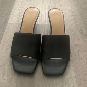 Black kitten heel sandals